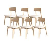 Solid Wood Dining Chairs Set - Comfortable Upholstered Seats with Full Back Support - Ideal for Dining Room, Kitchen, or Hotel - Log and White Finish (6 Pack)