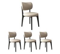 Solid Wood Dining Chairs Set of 2/4/6 - table Backrest Soft Seat Easy Assembly - t for Restaurants & Kitchens - Black & Light Khaki