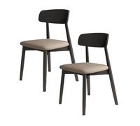 Solid Wood Dining Chairs Set of 2 Upholstered Backrest for Kitchen Living Room Hotel - All-round Support Stylish Black & Dark Khaki Design