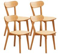 Solid Wood Dining Chairs Set of 4 Curved Back Armless Kitchen & Dining Room Chairs Cozy Farmhouse Style Perfect for Living Room & Office Use