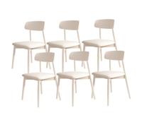 Solid Wood Dining Chairs - Upholstered Comfortable Seat with Full Support for Dining Room, Kitchen, or Hotel - Set of 6 (White + White)