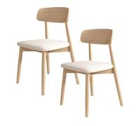 Solid Wood Dining Chairs, Upholstered Comfortable Seating, Full Back Support, Perfect for Dining Room, Kitchen, or Hotel Use (Log & White, Set of 2)