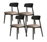 Solid Wood Dining Chairs, Upholstered Comfortable Seating, Full Support, Ideal for Dining Room, Kitchen, or Hotel Use (Black & Dark Khaki, Set of 4)