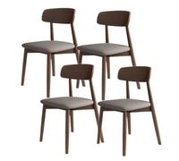 Solid Wood Dining Chairs - Upholstered Comfortable Seating with Full Support for Dining Room, Kitchen, or Hotel (Dark Walnut + Dark Grey, Set of 4)