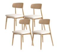Solid Wood Dining Chairs, Upholstered Comfortable Seats with Full Support, Perfect for Dining Room, Kitchen, or Hotel - Set of 4 (Log+White)