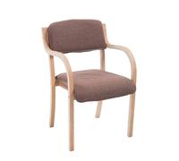 Solid Wood Dining Chairs with Arms, Upholstered Accent Armchair for Kitchen, Living Room, Office & Cafe - Stylish Backrest & Armrests, Max Load 150kg
