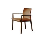 Solid Wood Dining Chairs with Genuine Leather Backrest - Elegant Chinese Style Kitchen & Dining Room Furniture for Modern Home Decor