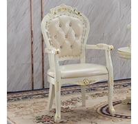 Solid Wood Dining Chairs with Leather Armrests for Study Rooms and Desks, Set of 4 - European Style Furniture