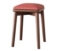 Solid Wood Dining Chairs with Padded Cat Paw Leather, 45cm High, Perfect for Kitchen, Vanity, and Bedroom - Red Upholstered Kitchen Stools