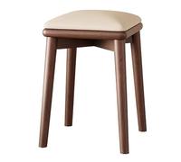 Solid Wood Dining Chairs with Upholstered Cat Paw Leather, 45cm High Kitchen Stools, Ideal for Kitchen, Dressing Table, and Bedroom (White)