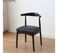 Solid Wood Dining Room Chairs, Modern Farmhouse Elbow Side Chairs with Curved Open Back, Set of 2 for Home and Office Meetings