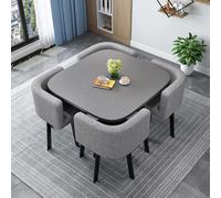 Solid Wood Dining Table Set for 4 with Chairs Square/Round Conference Table Set Reception Desk and Chair Combo Perfect for Living Room and Dining Room Decor (31.5in)