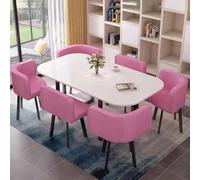 Solid Wood Dining Table Set with 6 Chairs - 150CM Multi-Purpose Kitchen & Dining Room Table Perfect for Living Rooms Dining Areas and Conference Meetings.
