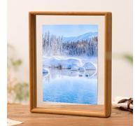 Solid Wood Double Sided Acrylic Photo Frame Display Stand For Calligraphy Paintings Photographs, Decor Frame For Living Room Bedroom(B)