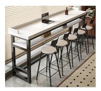 Solid Wood DoubleTier Bar Table Narrow Kitchen Di Table Counter Height Pub Table with Sturdy Metal Frame White Finish 63" L x 11.8" W x 40.9" H