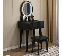 Solid Wood Dressing Table Set with Integrated Storage Mirror with Lights Makeup Stool - Perfect for Small Bedrooms 31.5in Brown - Stylish Vanity Solution