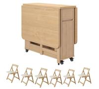 Solid Wood Drop Leaf Dining Table, Extendable Folding Table for Kitchen, Dining Room, Living Room, Restaurant