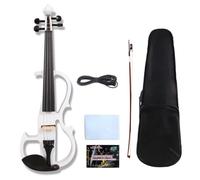 Solid Wood Electric Silent Violin With Ebony Fittings - 4/4 Full Size Suitable For Adult Beginners And Students Gifts For Music Lovers (White)