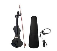 Solid Wood Electric Violin 4/4 Case Tuner Full Size Set Practise (Color : Bk)