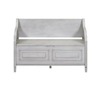 Solid Wood Entryway Bench with Safety Hinge, Multi-functional Velvet Storage Stool, Removable Cushion, Shoe nizer, Chic Bed End Bench (Gray)