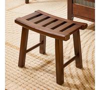 Solid Wood Entryway Stool Shoe Rack Bench Square Shower Stool Indoor Outdoor Footrest Compact 40x24.5x34.5 cm Ideal for Changing Shoes & Stylish