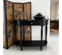 Solid Wood Entryway Table with Drawers and Open Shelf, Modern Console Table, Semi Circle Accent Table for Living Room, Hallway, Foyer, Entrance