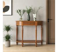 Solid Wood Entryway Table with Drawers and Open Shelf, Modern Console Table, Semi Circle Accent Table for Living Room, Hallway, Foyer, Entrance