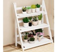 Solid Wood Floral Display Stand, Multi-tier Indoor Plant Rack, Sturdy and Stable Construction, Suitable for Courtyards, Gardens, Balconies,flower Shops,and More(White,95cm/37.5in)