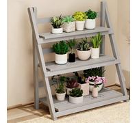 Solid Wood Floral Display Stand, Multi-tier Indoor Plant Rack, Sturdy and Stable Construction, Suitable for Courtyards, Gardens, Balconies,flower Shops,and More(Grey,95cm/37.5in)