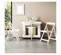 Solid Wood Foldable Dining Table Set with 6 Chairs Mobile Workstation & Storage Cabinets on Casters 1.4M HeavyDuty Banquet Table for Dining & Office Use Natural Finish