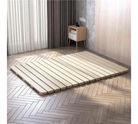 Solid Wood Folding Bed Frame, Rollable Slatted Futon Mattress, Space-Saving Floor Bed for Bedroom & Living Room, 78.7 x 70.9in, Durable Hard Board Design