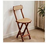 Solid Wood Folding Chair with Security Latch Rattan Backrest Wider Seat X-shaped Load-bearing Design Reinforced Legs - Portable Foldable Stool for Outdoor & Indoor Use