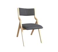 Solid Wood Folding Dining ChairComfortable Gray Fabric Back Chair SpaceSaving Foldable Design for Home Conference Study and Computer Use