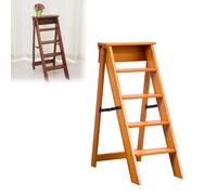 Solid Wood Folding Household Five Step Small Ladder, Simple Zigzag Ladder, Multifunctional Creative Indoor Climbing Stairs, Chairs, Stools