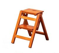 Solid Wood Folding Ladder Staircase with Multi Functional Decorative Design Ideal for Home Library Kitchen Flower Shelves Honey Color
