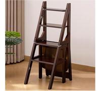 Solid Wood Folding Library Ladder Chair, 4-Step Foldable Step Stool & Display Stand, Dual Purpose Stepladder 400lbs Capacity, for Home Kitchen Office Book Climb Flower Plant Shelf