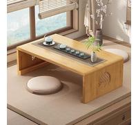 Solid Wood Folding Low Dining Table for Floor Sitting, Rectangular 120cm x 50cm x 31cm, Cact, Space-Saving Design, Ideal for Smals and Dining Rooms