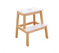 Solid Wood Folding Step Stool for Indoor Use DoubleLayer Ladder High & Low Design Shoe Changing Bench SpaceSaving WooStool (White h)