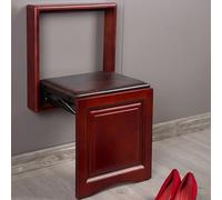 Solid Wood Folding Stool, Wall Mounted Shoe Changing Seat, Hidden Footstool for Hallway, Kitchen, Space Saving Sturdy Stool, 150kg Load Capacity