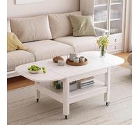 Solid Wood Folding Table with Lockable Wheels, Versatile Coffee Table for Living Room, Bedroom, Office - Flexible Switching Design, No Drawers