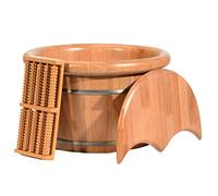 Solid Wood Foot Basin Bucket Massage Spa Sauna Soaker Foot Bath Wooden Cube for Bath Spa and Foot Bath Wooden Basin D