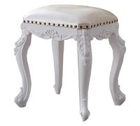 Solid Wood Foot Stool, Upholstered Leather Footrest, Vintage Design Padded Stool for Bedroom, Dressing Table, or Piano, Portable Footstool, Comfortable Support