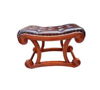 Solid Wood Footrest Stool for Shoes Luxury Leather Low Stool Creative Rocking Chair Footrest for Living Room & Bedroom Modern Home Decor Comfortable Design