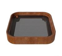 Solid Wood For MAC MINI-M4 Bracket Base, 14x14x3cm Elevated Dustproof Stand for Improved Airflow, Sturdy Brown Wooden Shelf Compatible with For MAC MINI, Compact Workspace Organizer(dark brown)