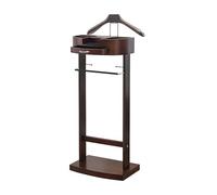 Solid Wood Freestanding Suit Stand & Coat Rack - Elegant Clothing for Adults - Ideal for Bedroom Office & Hotel - Stylish Brown Design