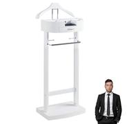 Solid Wood Freestanding Valet Stand with Tray Clothes Suit Hanr Rack Floor Standing Pants Bracket Slish nizer for Men & Women & Design