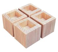 Solid Wood Fur Risers 4 Piece Set 10cm Bed & Sofa Leg Elevators Heavy Du Support up to 500kg for Tables Nightstands Cabi and De