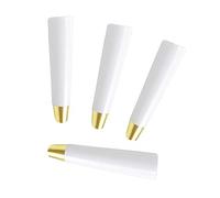 Solid Wood Furniture Legs 4-Pack Cone-Shaped Sofa Feet with Mounting Plate White Kitchen Legs 10.5 cm Stylish Slant Design for Mid-Century Modern Decor