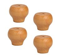 Solid Wood Furniture Replacement Legs, Round Bun Feet for Cabinets Sofas Dressers Chairs Stools Bookshelves, Set of 4 with Screws