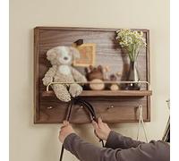 Solid Wood Fuse Box Cover, Decorative Electric Meter Cabinet with Storage Shelf and Hooks for Home and Restaurant, Indoor Use, Vertical